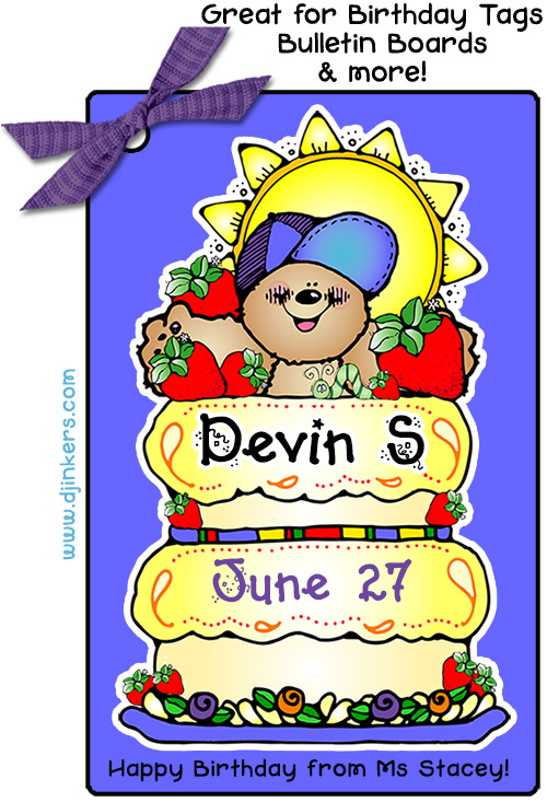 June birthday cake bear clip art by DJ Inkers