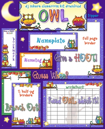 Owl theme classroom borders and printables for teachers