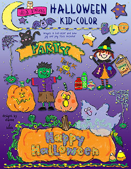 Halloween Kid Color Crayon Clip Art Download