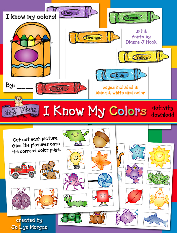 Teach kids color names and recognition with this printable book by DJ Inkers