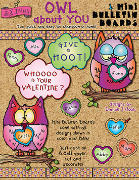 Give A Hoot - Valentine Owl Printable Mini Bulletin Board