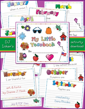 Monthly creative writing prompts for kids and classrooms by DJ Inkers