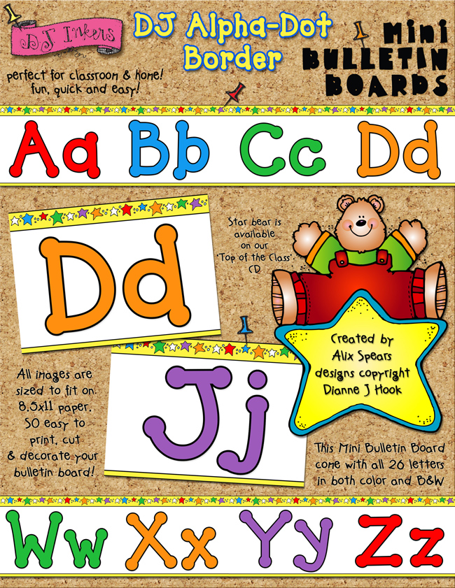 DJ Alpha-Dot Border Printable Bulletin Board