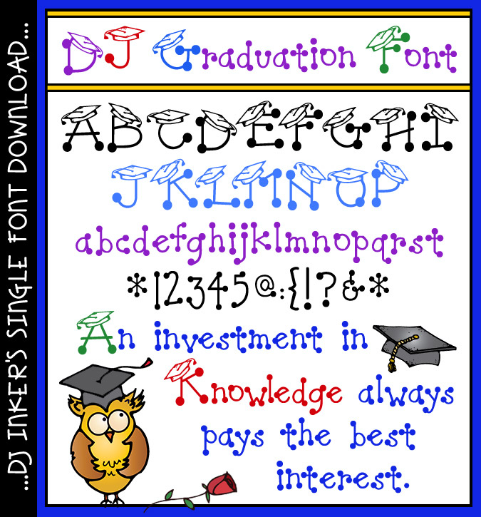 DJ Graduation hat font dot lettering by DJ Inkers