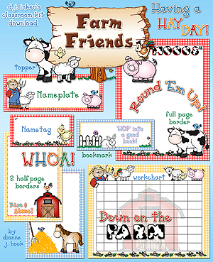 Farm Friends Classroom Theme Borders & Printables Kit