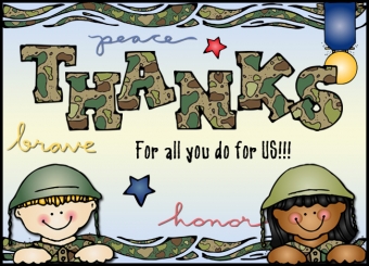 Thank you veterans card made with military clip art and camouflage alphabet by DJ Inkers