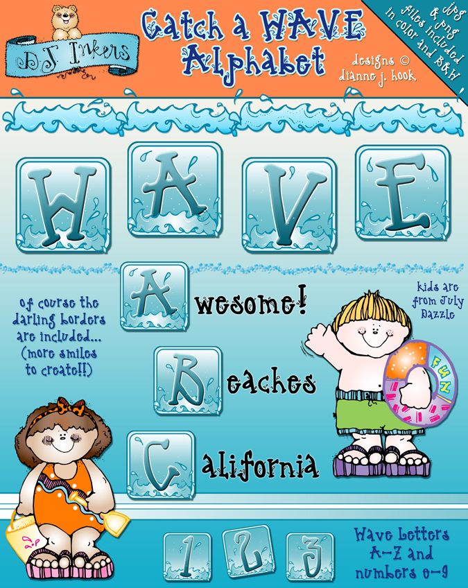 Catch A Wave Clip Art Alphabet Download