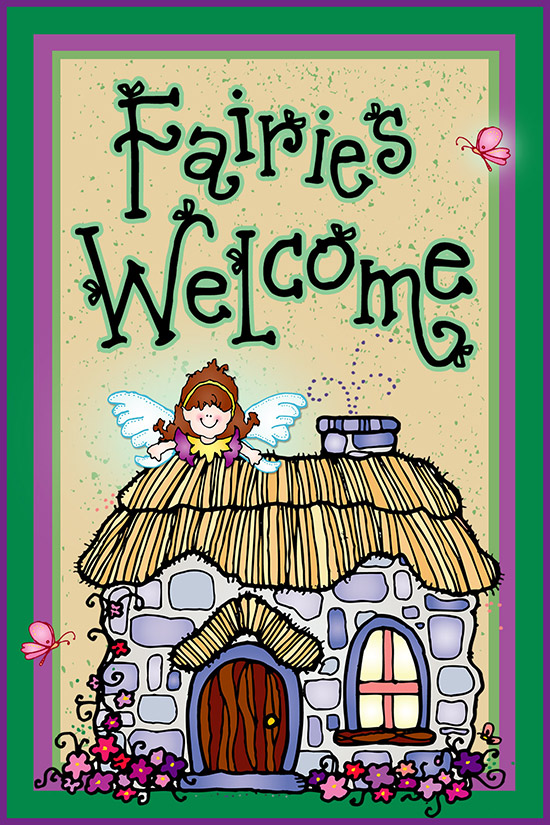 Fairies Welcome sign with DJ Inkers clip art