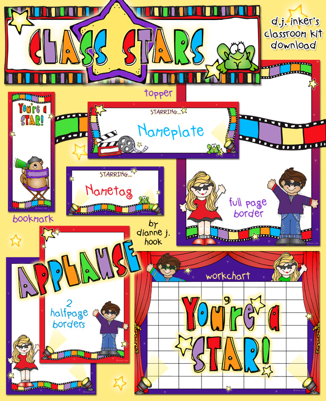 Class Stars Clip Art Borders and Classroom Theme Kit