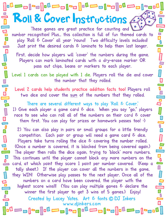 Roll and Cover Activity Kit - Seasons & Holidays Dice Game