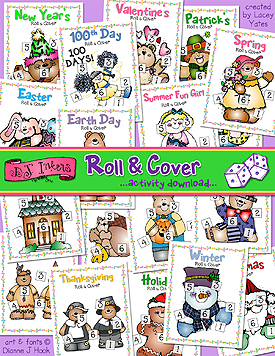 Roll and Cover Activity Kit - Seasons & Holidays Printable Dice Game