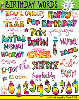 Birthday Words Clip Art Download