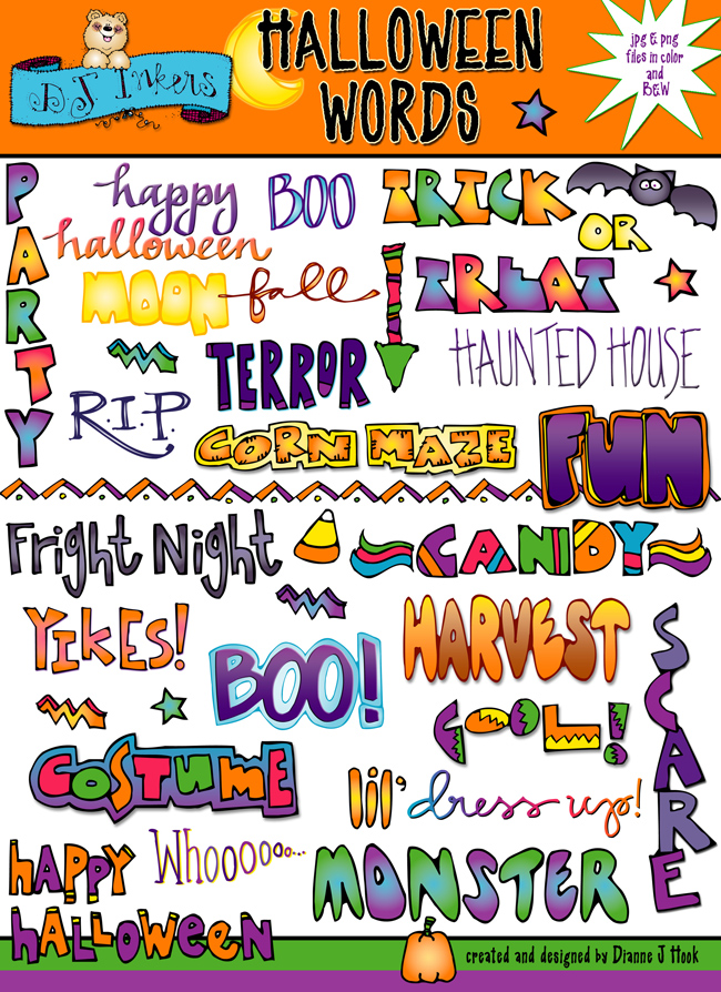 Halloween Words Clip Art Download