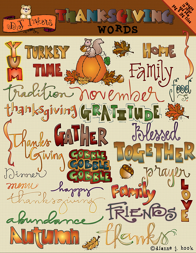 Thanksgiving Words Clip Art Download