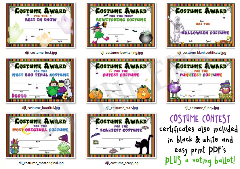 Halloween costume contest certificates by DJ Inkers