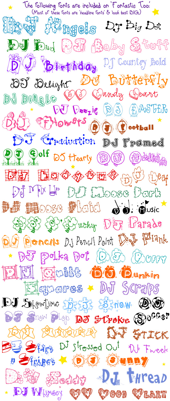 Font-astic 2 Collection - 50 Fun Headline Fonts by DJ Inkers