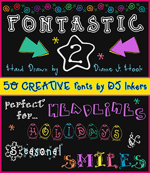 Font-astic 2 Collection - 50 Fun Headline Fonts by DJ Inkers