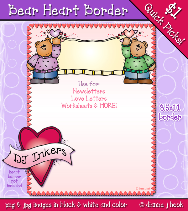 Bear Heart Border Clip Art Download