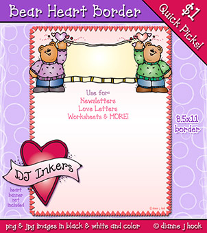 Bear Heart Banner - Clip Art Border Download