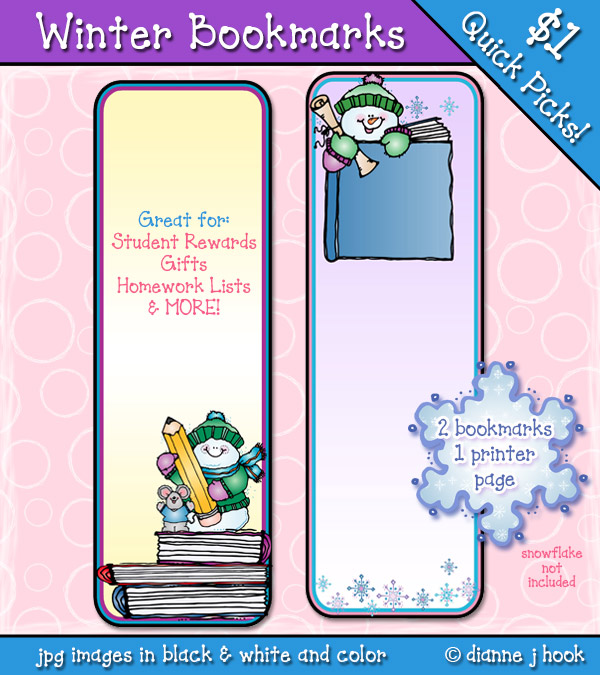 Winter Bookmarks Printable Download