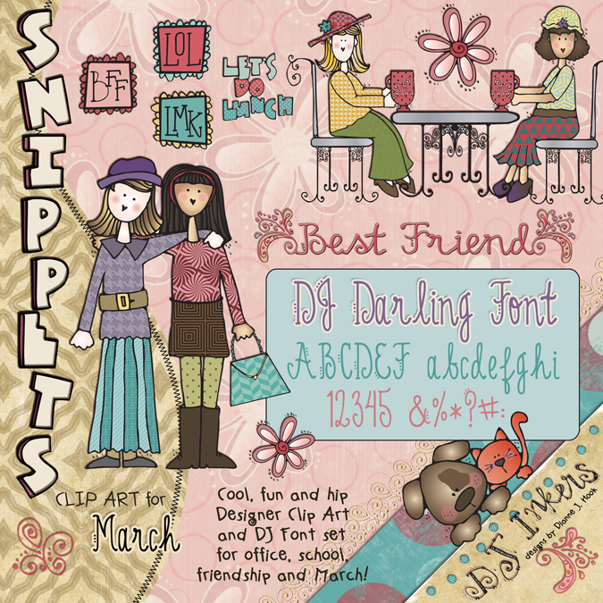 Best Friends Clip Art Snippets, Font and Printables