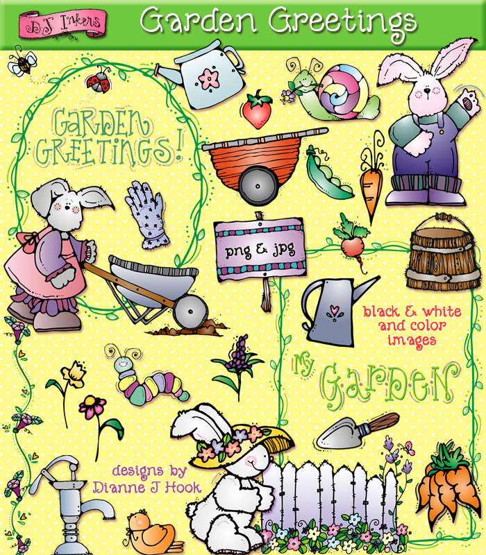 Cute Spring Garden clip art by DJ Inkers