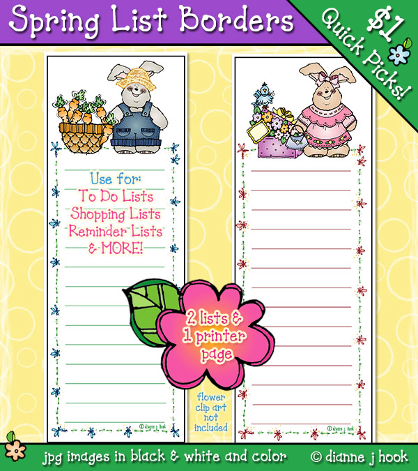 Spring List Borders Clip Art Download