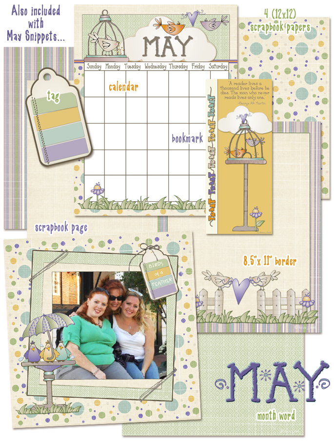 For The Birds Clip Art Snippets, Font and Printables Kit