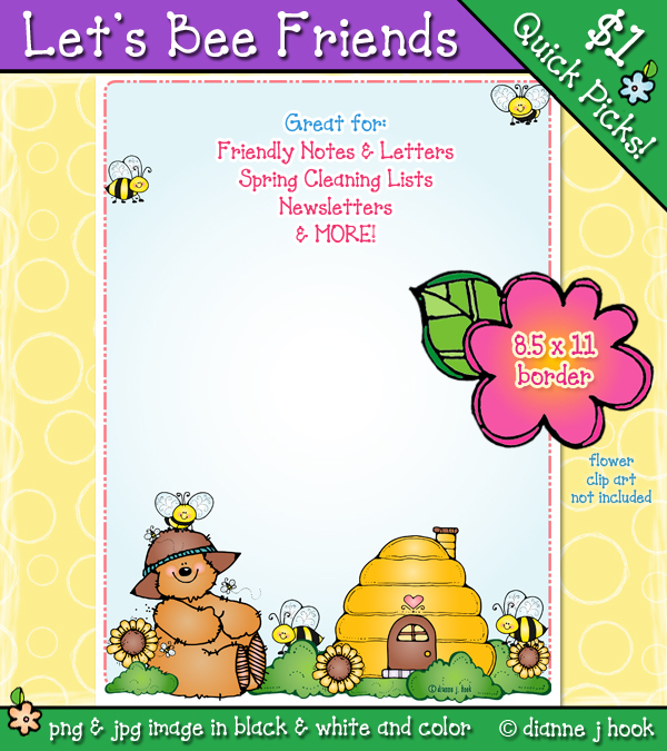 Let's Bee Friends Clip Art Border Download