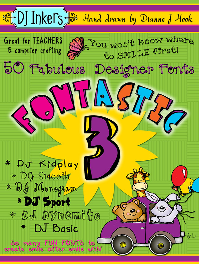 50 cute and creative fonts by DJ Inkers for teachers and computer crafting