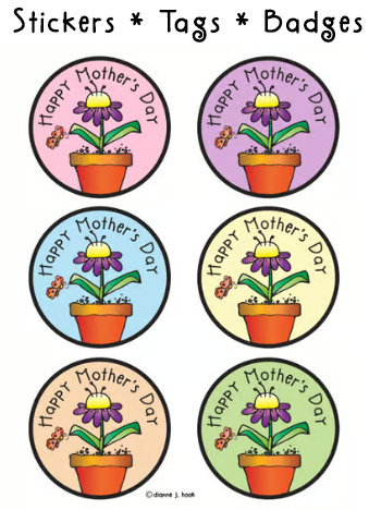 prinntable Mother's day stickers, tags or badges