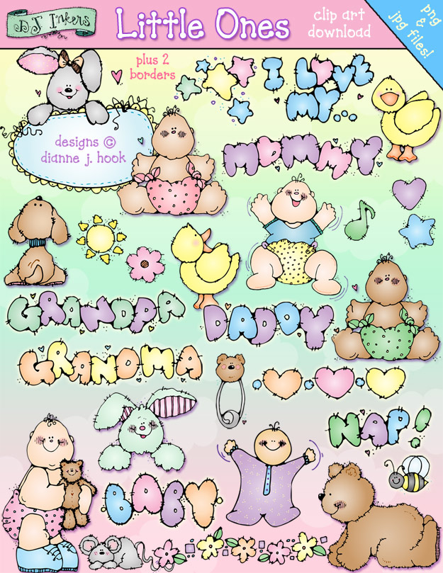 Cute baby clip art for your little ones, baby showers and baby books by DJ Inkers