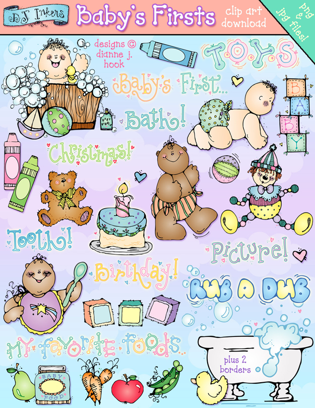 Cute baby clip art for the first year by DJ Inkers