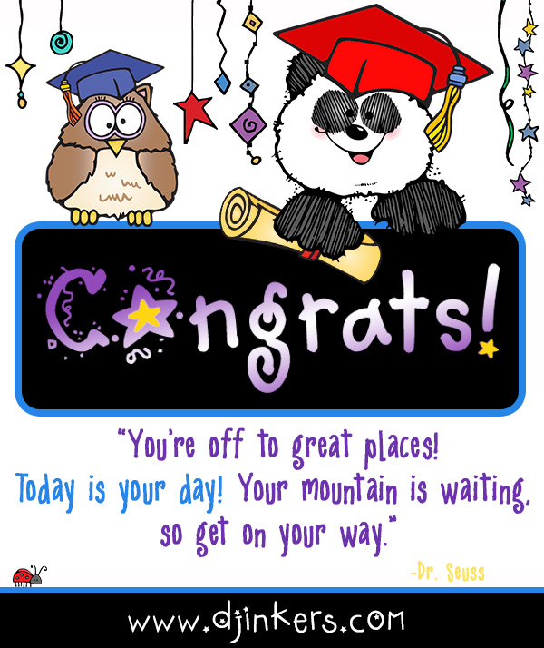 Kids Graduation Card and clip art by DJ Inkers