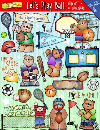 Fun kids clip art for baseball, basketball, football and all sorts of sports by DJ Inkers