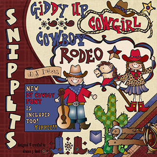 Cowboy Clip Art Snippets, Font and Printables