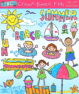 Crayon Beach Kids Clip Art Download