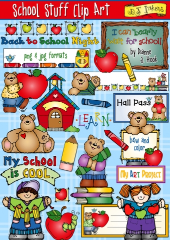School Stuff and cute clip art smiles for your classroom by DJ Inkers