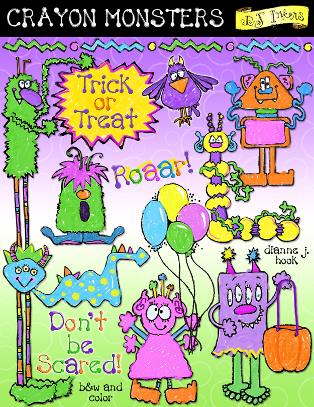 Crayon Monsters Clip Art Download