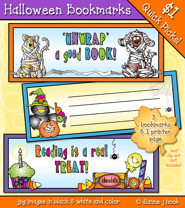 Halloween Bookmarks Printables Download