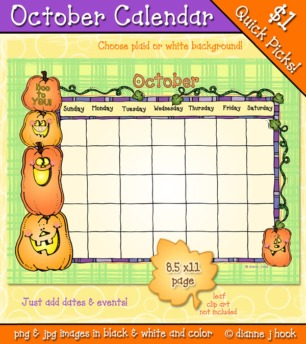 October Printable Calendar Download