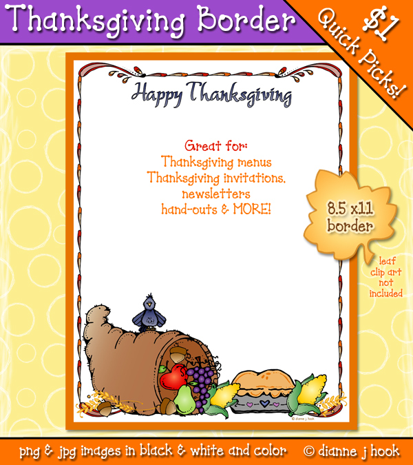 Thanksgiving clip art border by DJ Inkers