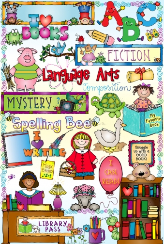 Cute kids clip art for teaching ELA Language Arts, reading and writing by DJ Inkers
