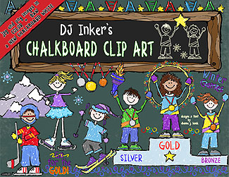 Winter Sports Chalk & Crayon Clip Art Download