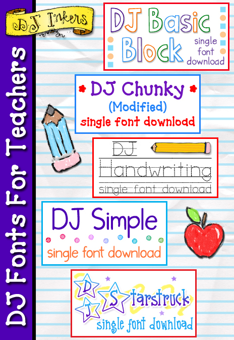 5 cute fonts for elementary school teacher and kids by DJ Inkers - handwriting font, basic fonts & fun fonts