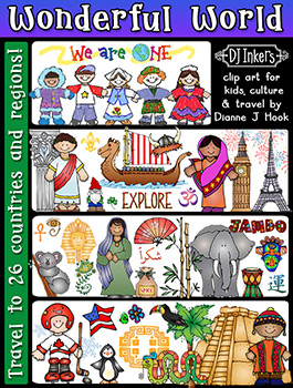 Wonderful World Clip Art Bundle: 26 Countries & Cultures