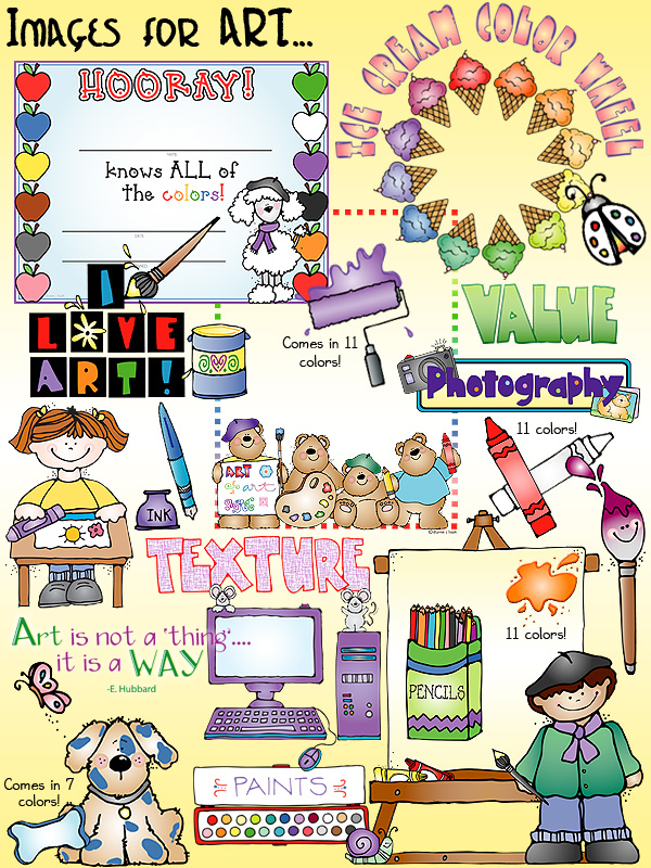 Cute clip art for artists, learning colors, art class and creative souls by DJ Inkers