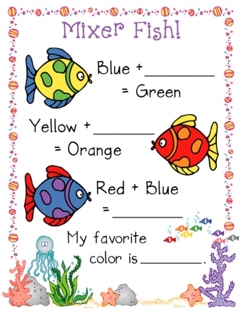 Color mixing with cute clip art fish by DJ Inkers