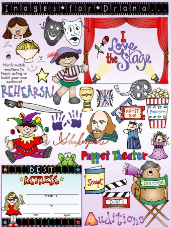 Kids clip art for theater, drama, stage, movies, productions and performing arts by DJ Inkers
