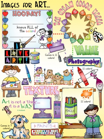 Cute clip art for artists, learning colors, art class and creative souls by DJ Inkers